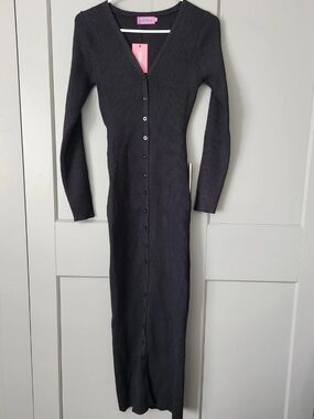 jazlyn knit dress Edikted | Dresses | Edikted Longsleeveblack Buttonfront Rib Midi Sweater champagne prom dresses